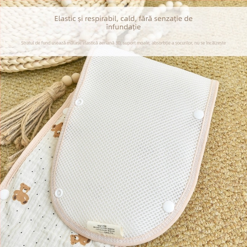 Covoraș din bumbac pentru căruciorul de copii, cu husă pentru brațul frontal și protecție a barei, prosop detașabil pentru saliva