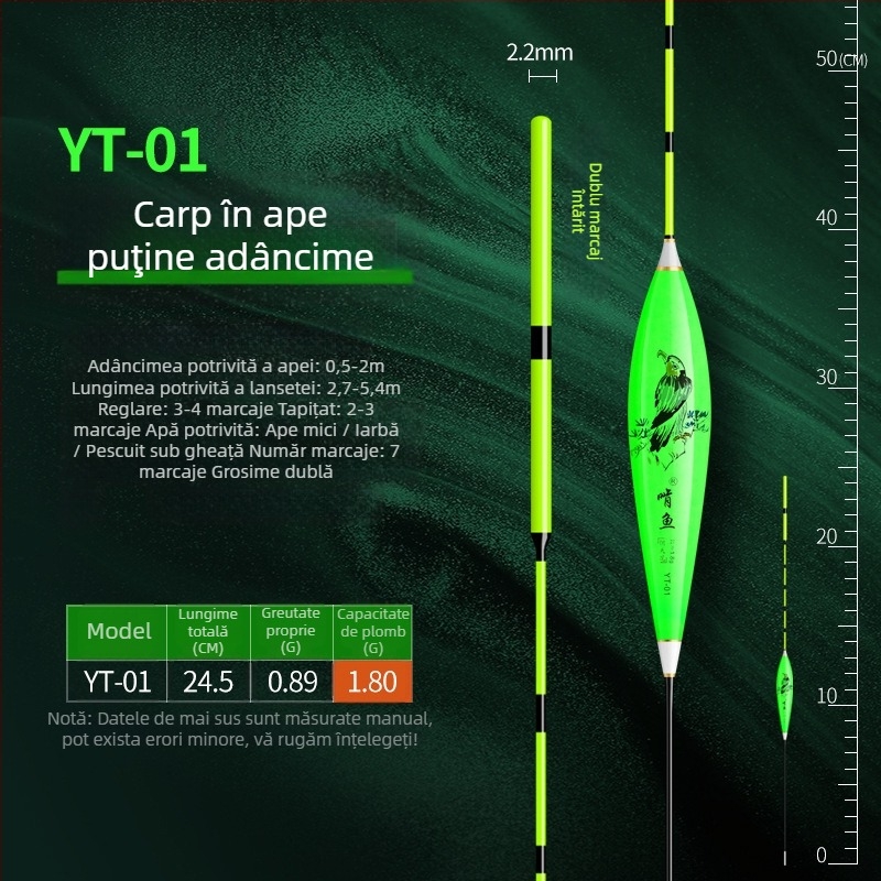 Plută de pescuit cu derivație verticală - material nano, sensibilitate mare, design îngroșat, model 32889