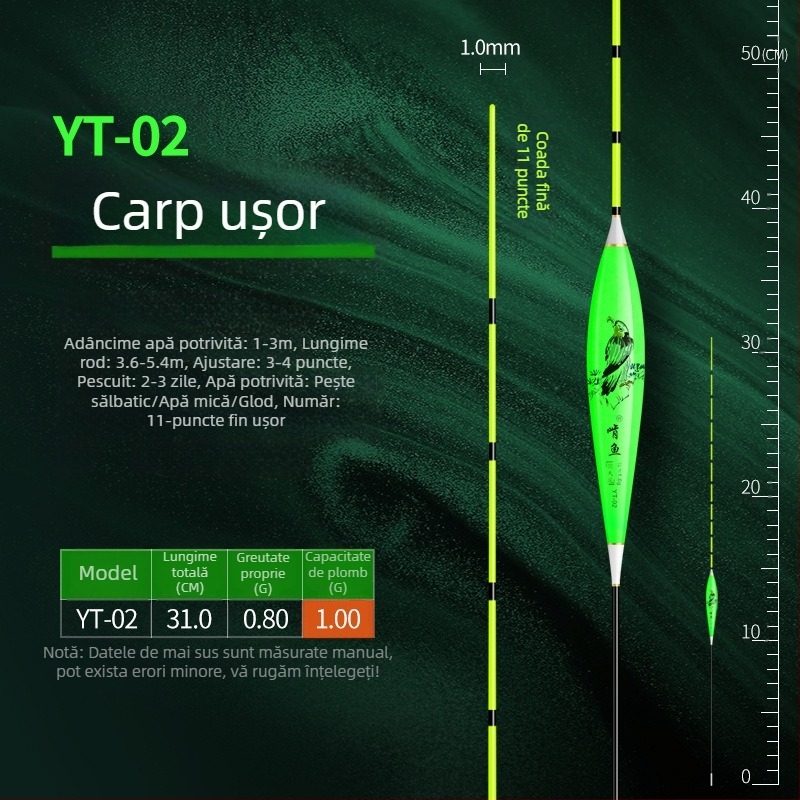 Plută de pescuit cu derivație verticală - material nano, sensibilitate mare, design îngroșat, model 32889