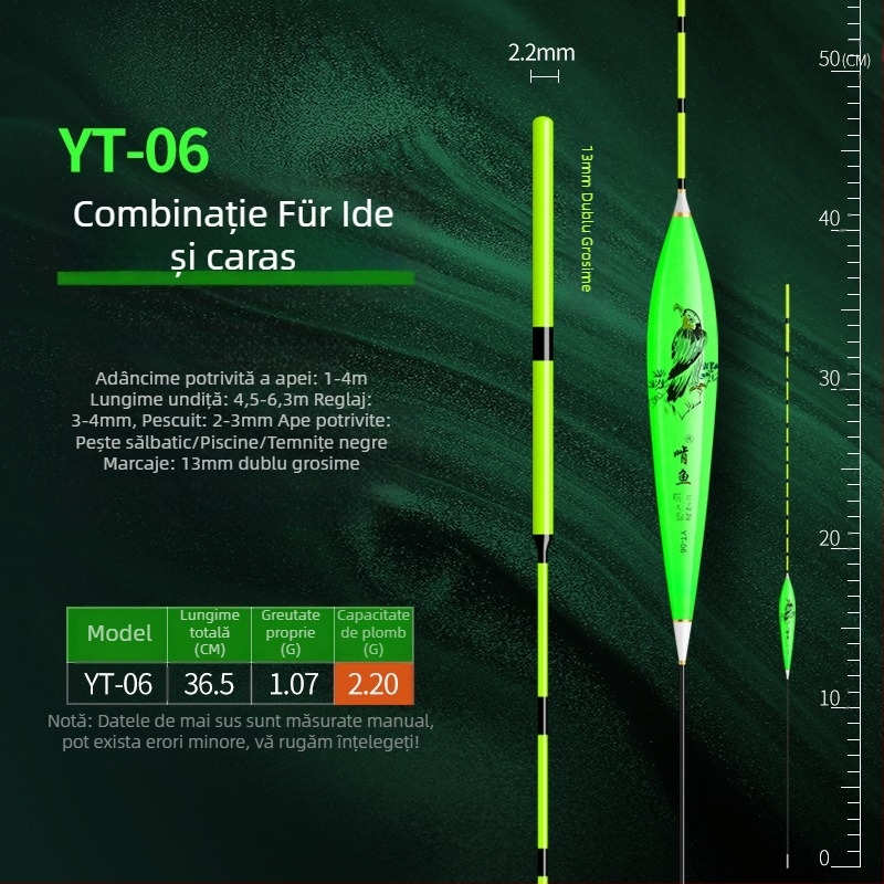 Plută de pescuit cu derivație verticală - material nano, sensibilitate mare, design îngroșat, model 32889