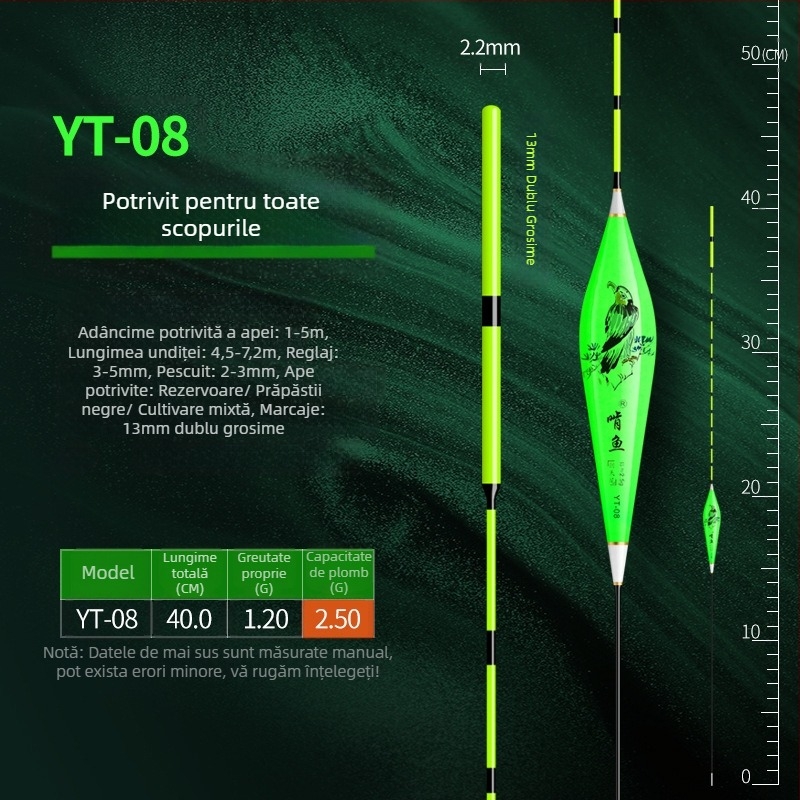 Plută de pescuit cu derivație verticală - material nano, sensibilitate mare, design îngroșat, model 32889