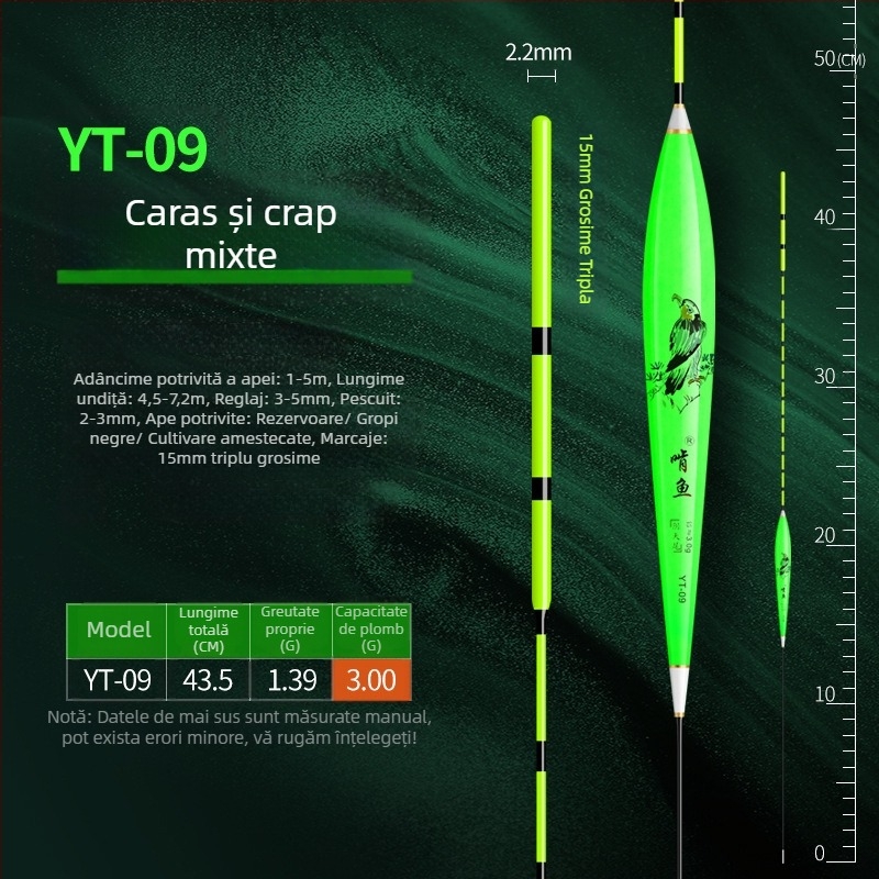 Plută de pescuit cu derivație verticală - material nano, sensibilitate mare, design îngroșat, model 32889