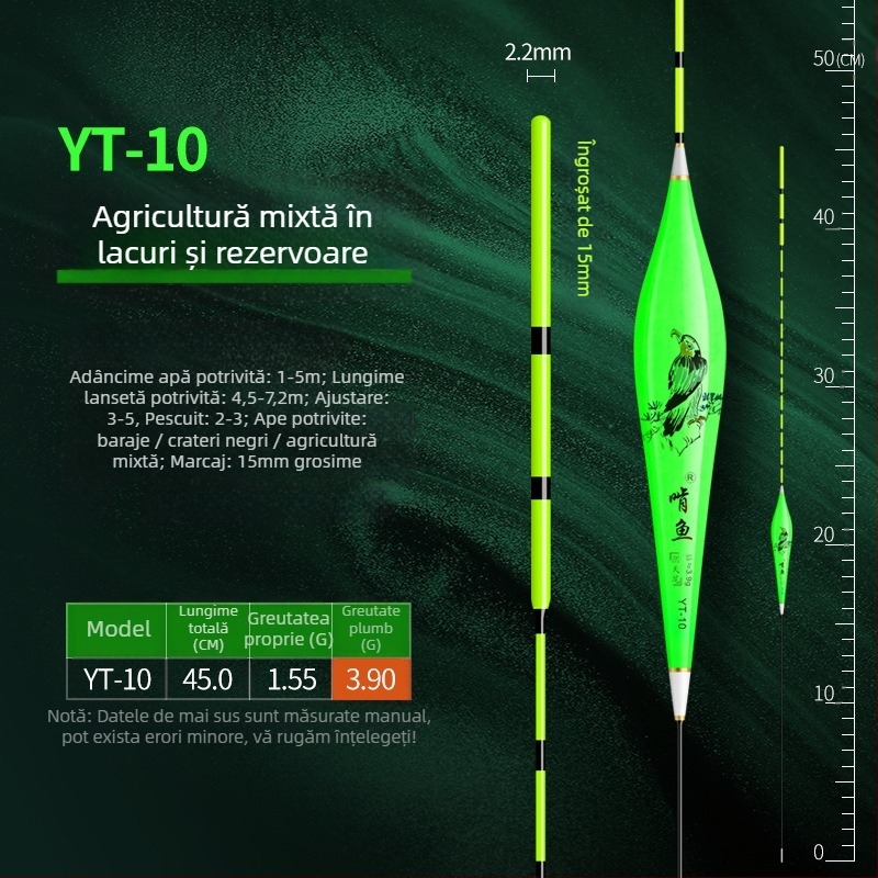 Plută de pescuit cu derivație verticală - material nano, sensibilitate mare, design îngroșat, model 32889