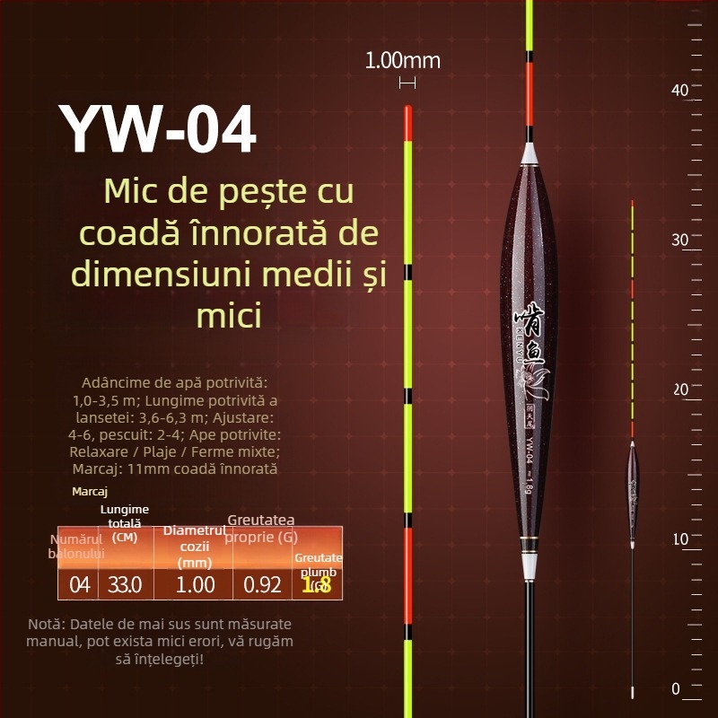 Plută de pescuit cu derivație verticală - material nano, sensibilitate mare, design îngroșat, model 32889