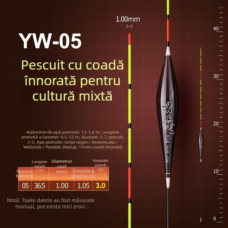 Plută de pescuit cu derivație verticală - material nano, sensibilitate mare, design îngroșat, model 32889