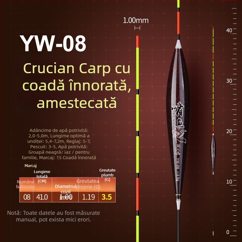 Plută de pescuit cu derivație verticală - material nano, sensibilitate mare, design îngroșat, model 32889