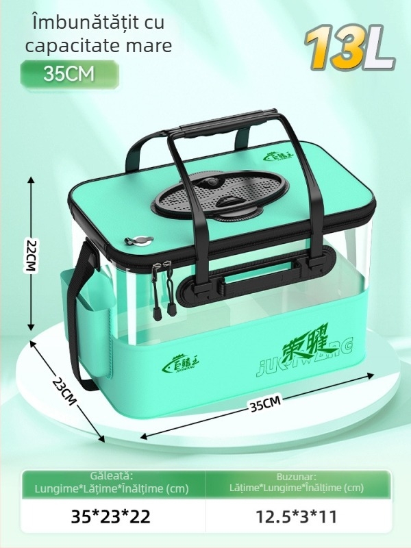 Camper EVA Recipient pliabil transparent pentru pește – pescuit în aer liber, cutie multifuncțională