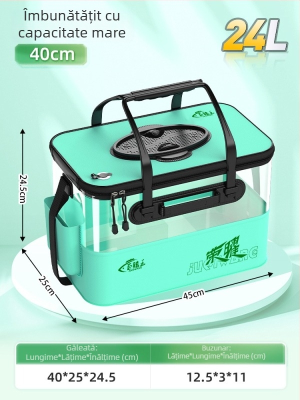 Camper EVA Recipient pliabil transparent pentru pește – pescuit în aer liber, cutie multifuncțională