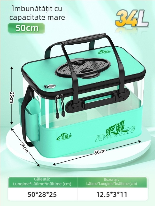 Camper EVA Recipient pliabil transparent pentru pește – pescuit în aer liber, cutie multifuncțională