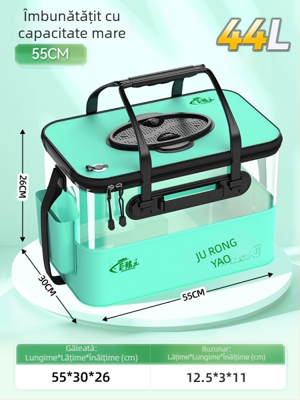 Camper EVA Recipient pliabil transparent pentru pește – pescuit în aer liber, cutie multifuncțională