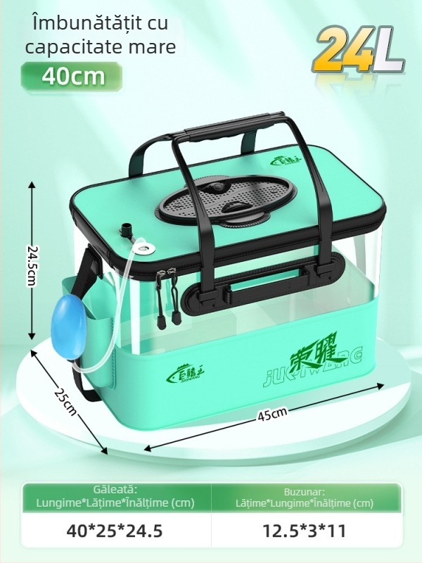 Camper EVA Recipient pliabil transparent pentru pește – pescuit în aer liber, cutie multifuncțională