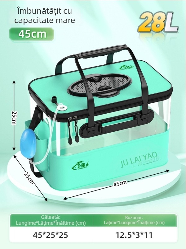 Camper EVA Recipient pliabil transparent pentru pește – pescuit în aer liber, cutie multifuncțională