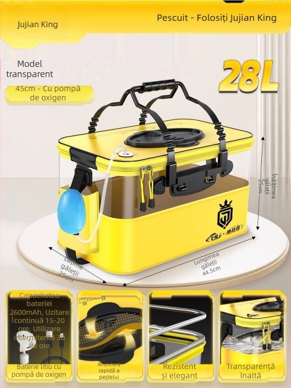 Camper EVA Recipient pliabil transparent pentru pește – pescuit în aer liber, cutie multifuncțională