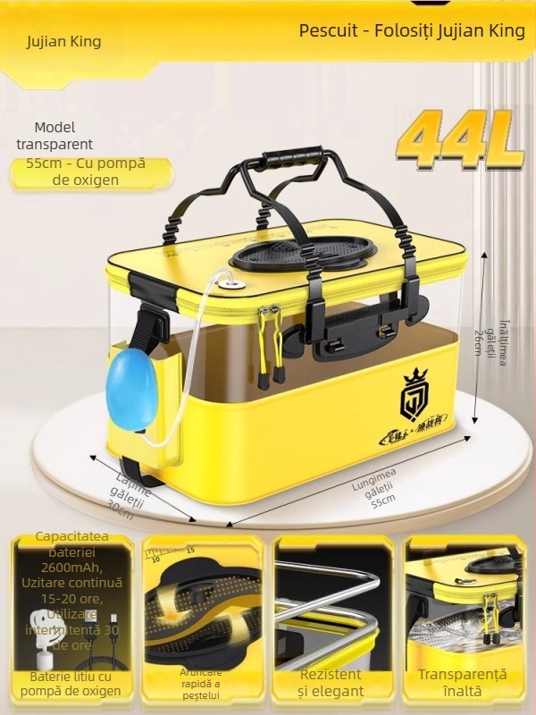 Camper EVA Recipient pliabil transparent pentru pește – pescuit în aer liber, cutie multifuncțională