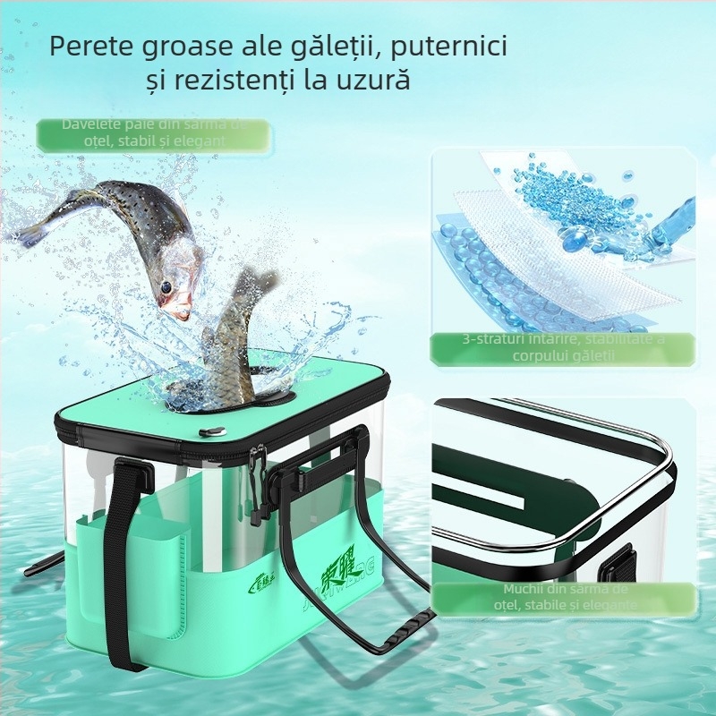 Camper EVA Recipient pliabil transparent pentru pește – pescuit în aer liber, cutie multifuncțională