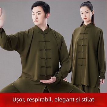 Îmbrăcăminte Tai Chi, țesătură corduroy din in, 100% in, vestimentație de performanță