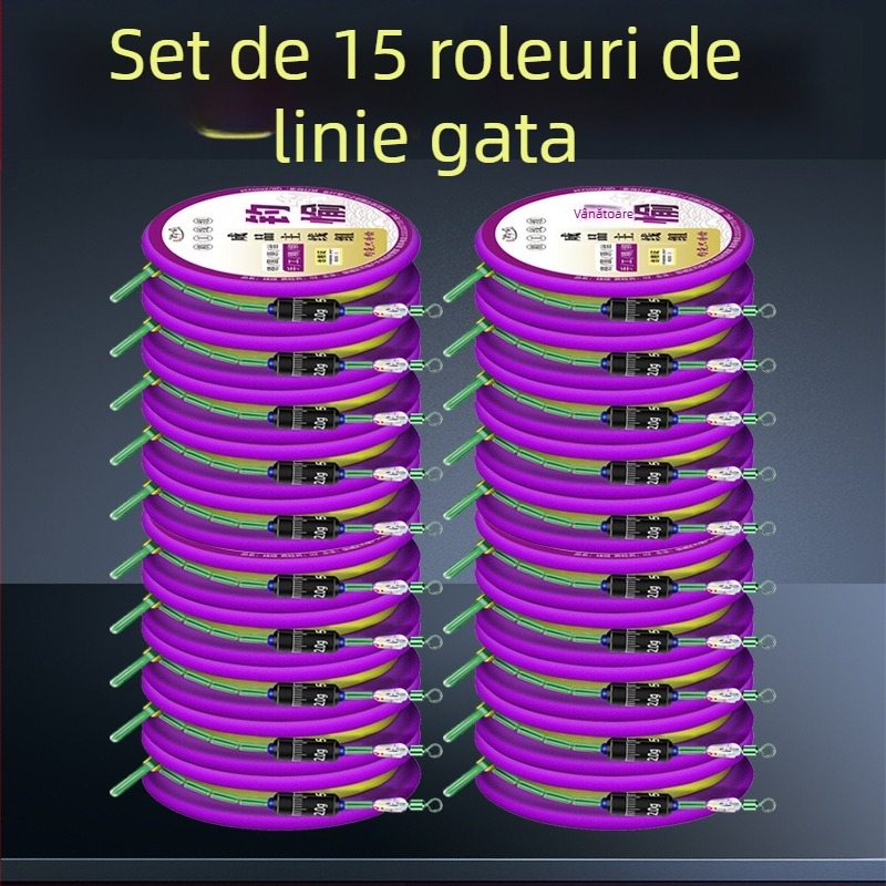 Set linie de pescuit din fir auriu – linie principală legată, produs finit, set moale, kit complet