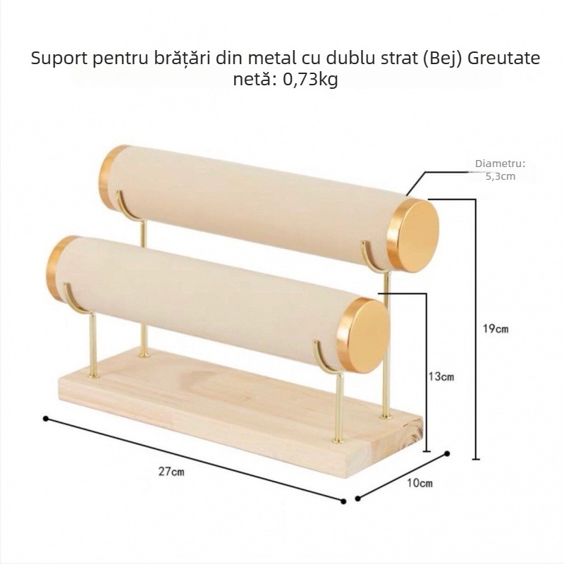 Suport de afișare pentru brățări, design cilindric cu trei etaje, pentru bijuterii