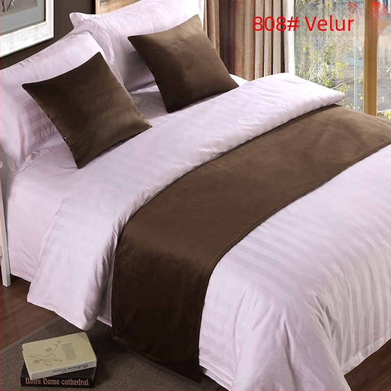 Set decorativ pentru marginea patului de hotel din velur - Poliester, Model solid, Stil hotel, Brand SHAOYU, Produs calificat