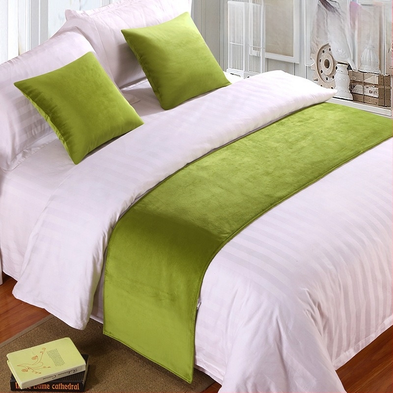 Set decorativ pentru marginea patului de hotel din velur - Poliester, Model solid, Stil hotel, Brand SHAOYU, Produs calificat