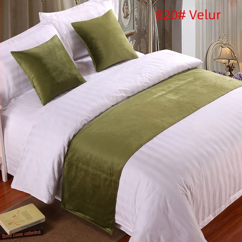 Set decorativ pentru marginea patului de hotel din velur - Poliester, Model solid, Stil hotel, Brand SHAOYU, Produs calificat