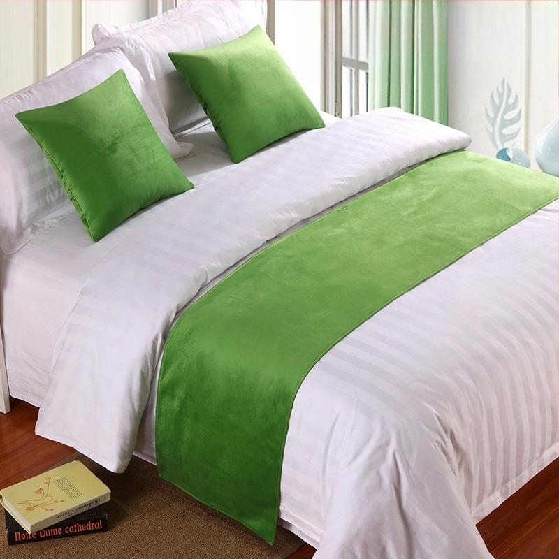 Set decorativ pentru marginea patului de hotel din velur - Poliester, Model solid, Stil hotel, Brand SHAOYU, Produs calificat