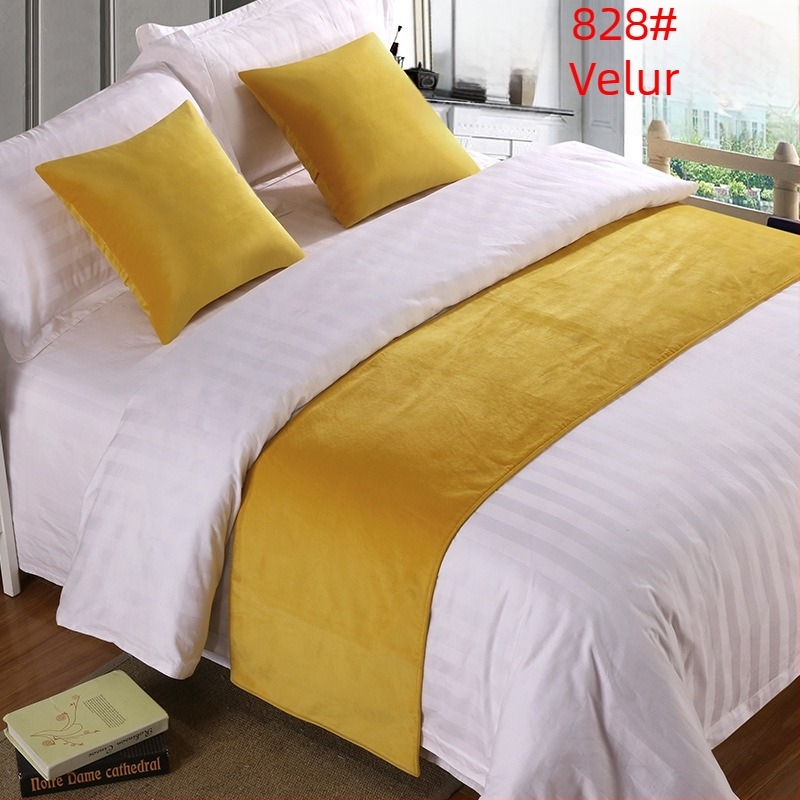 Set decorativ pentru marginea patului de hotel din velur - Poliester, Model solid, Stil hotel, Brand SHAOYU, Produs calificat