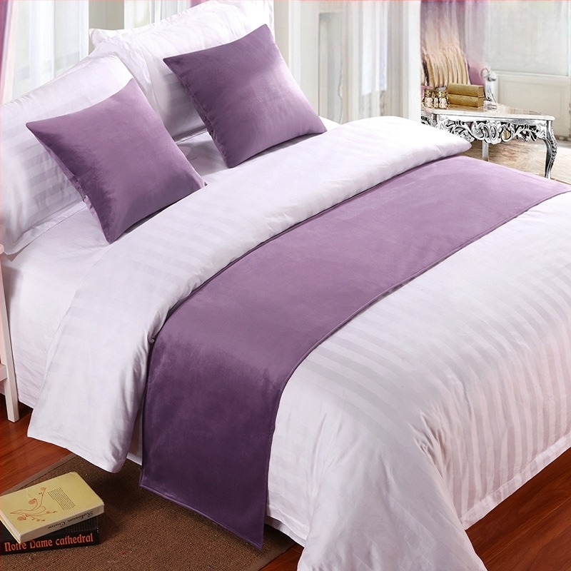 Set decorativ pentru marginea patului de hotel din velur - Poliester, Model solid, Stil hotel, Brand SHAOYU, Produs calificat