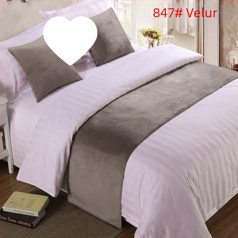 Set decorativ pentru marginea patului de hotel din velur - Poliester, Model solid, Stil hotel, Brand SHAOYU, Produs calificat