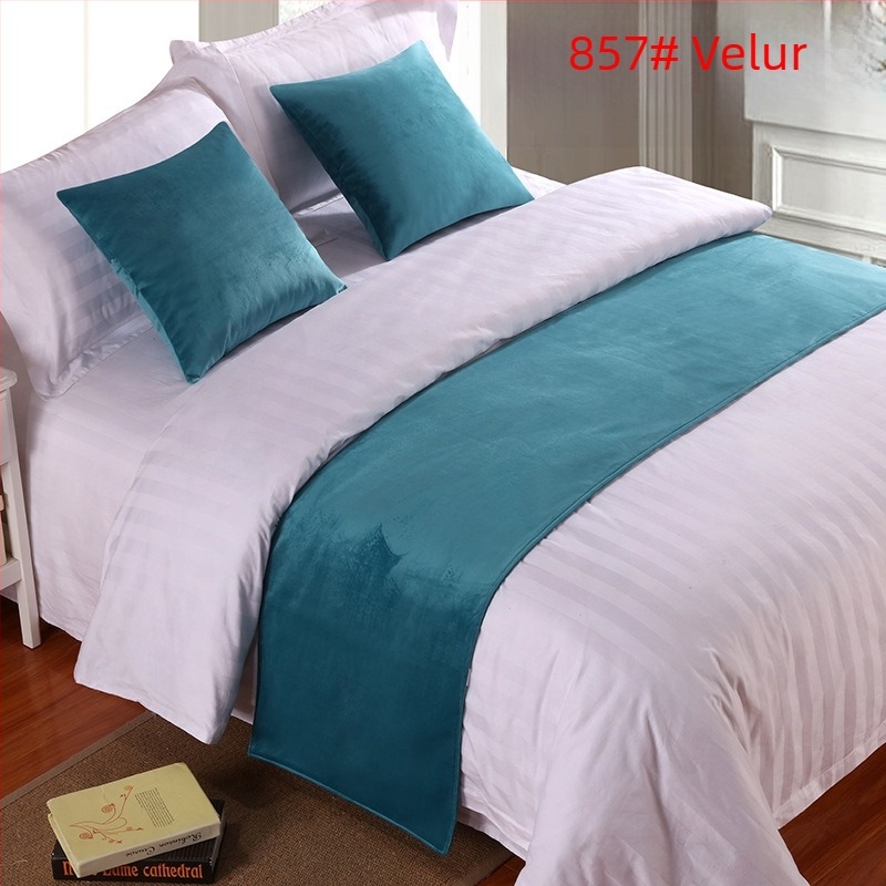 Set decorativ pentru marginea patului de hotel din velur - Poliester, Model solid, Stil hotel, Brand SHAOYU, Produs calificat
