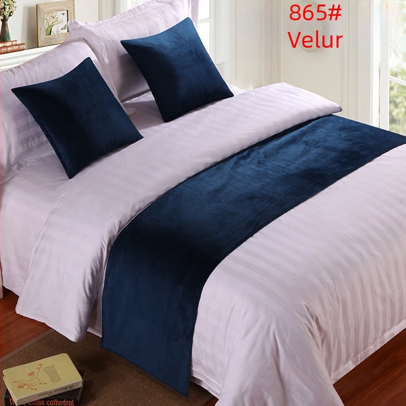 Set decorativ pentru marginea patului de hotel din velur - Poliester, Model solid, Stil hotel, Brand SHAOYU, Produs calificat
