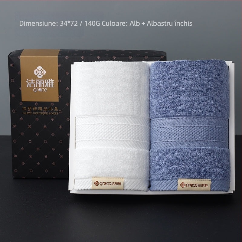 Set prosoape din bumbac 100% în cutie cadou (2 buc.) – moi și absorbante