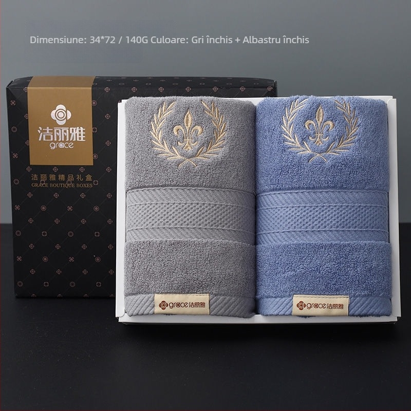 Set prosoape din bumbac 100% în cutie cadou (2 buc.) – moi și absorbante