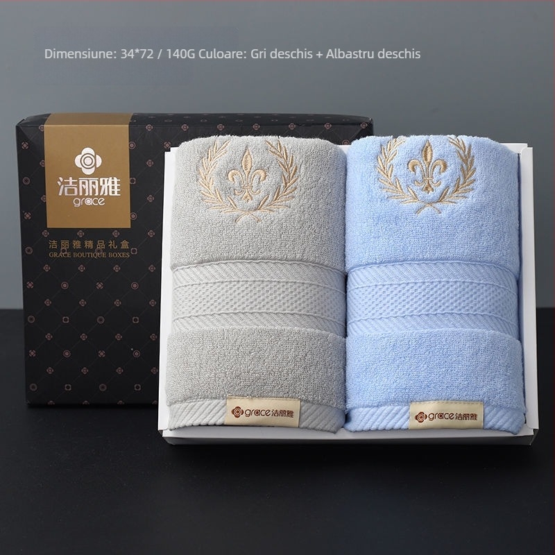 Set prosoape din bumbac 100% în cutie cadou (2 buc.) – moi și absorbante