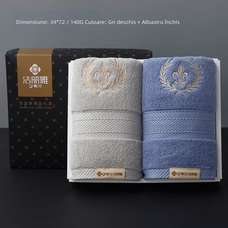 Set prosoape din bumbac 100% în cutie cadou (2 buc.) – moi și absorbante