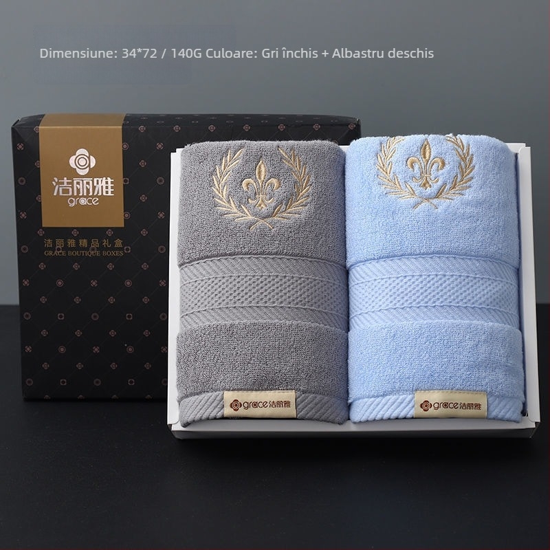 Set prosoape din bumbac 100% în cutie cadou (2 buc.) – moi și absorbante