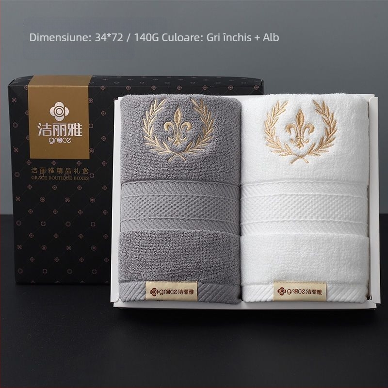 Set prosoape din bumbac 100% în cutie cadou (2 buc.) – moi și absorbante