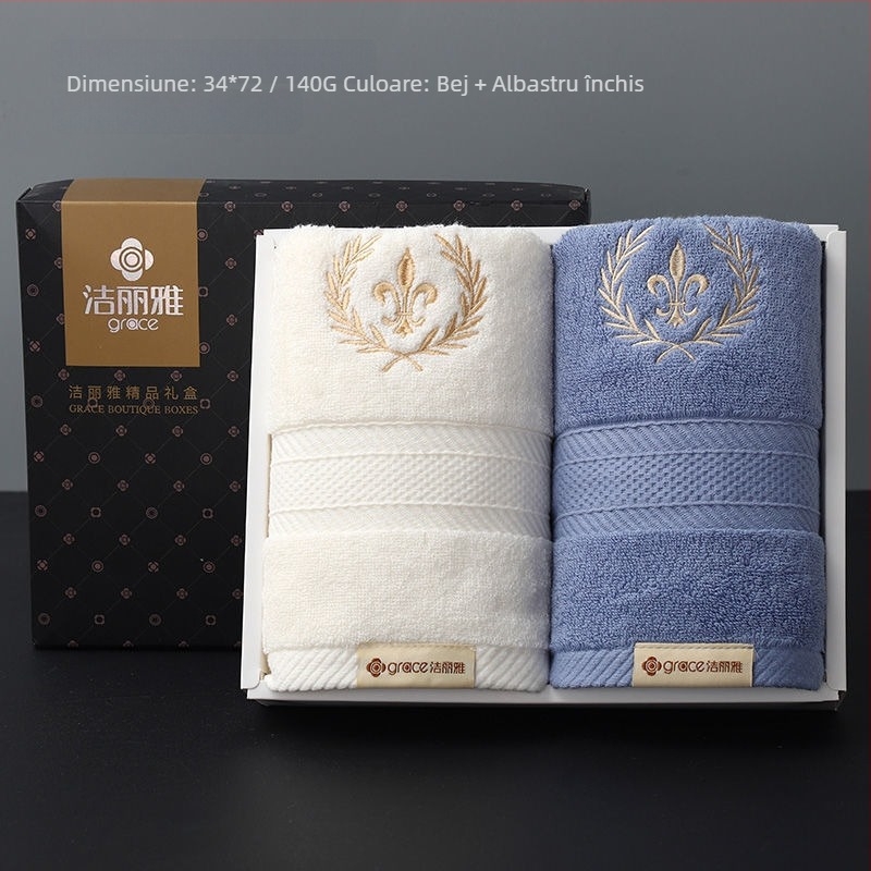 Set prosoape din bumbac 100% în cutie cadou (2 buc.) – moi și absorbante