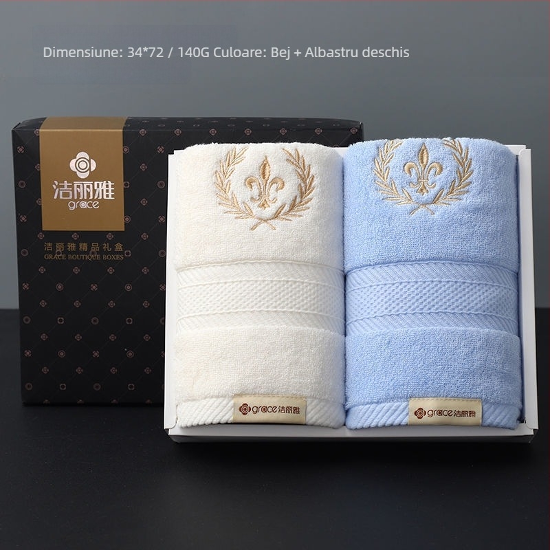 Set prosoape din bumbac 100% în cutie cadou (2 buc.) – moi și absorbante