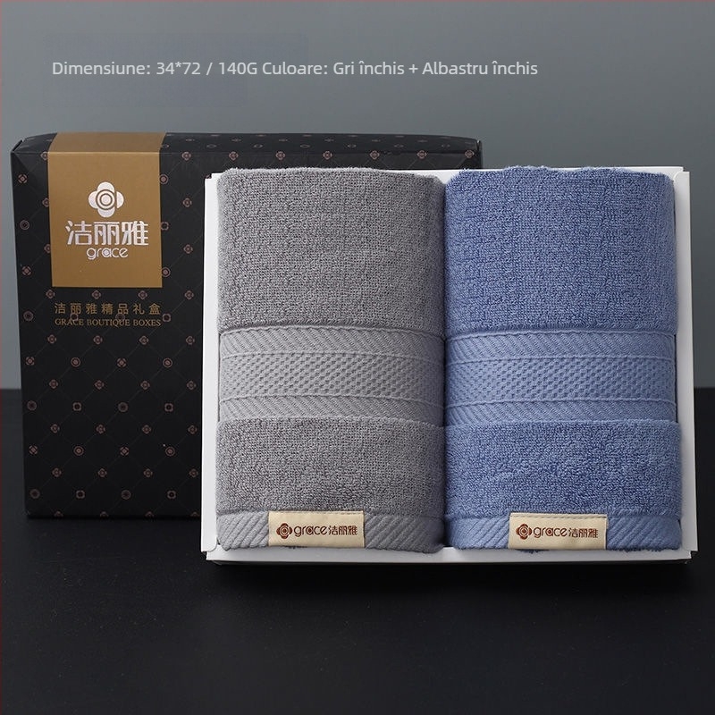 Set prosoape din bumbac 100% în cutie cadou (2 buc.) – moi și absorbante