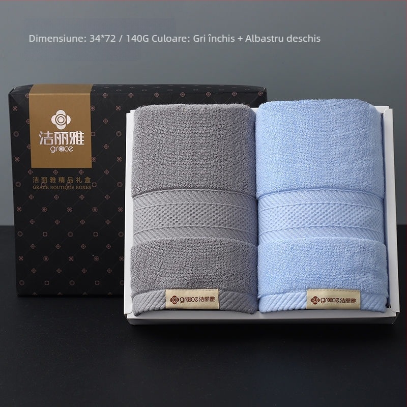 Set prosoape din bumbac 100% în cutie cadou (2 buc.) – moi și absorbante