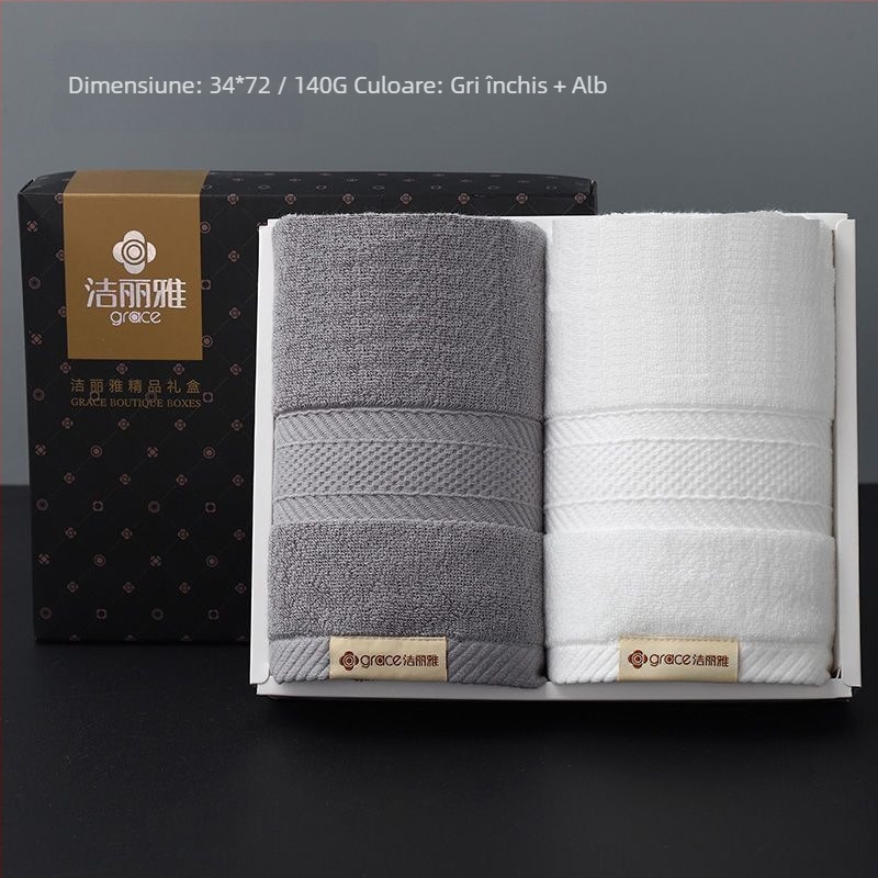 Set prosoape din bumbac 100% în cutie cadou (2 buc.) – moi și absorbante