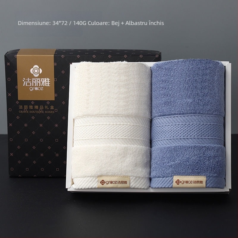 Set prosoape din bumbac 100% în cutie cadou (2 buc.) – moi și absorbante