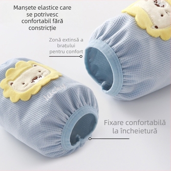 Manșete pentru copii anti-murdărire, pentru toamnă–iarna, călduroase, broderie cartoon pe material waffle