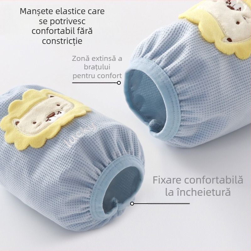 Manșete pentru copii anti-murdărire, pentru toamnă–iarna, călduroase, broderie cartoon pe material waffle