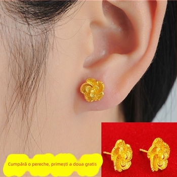 Cercei din aur Alluvial, handmade, unisex, stil influencer internet