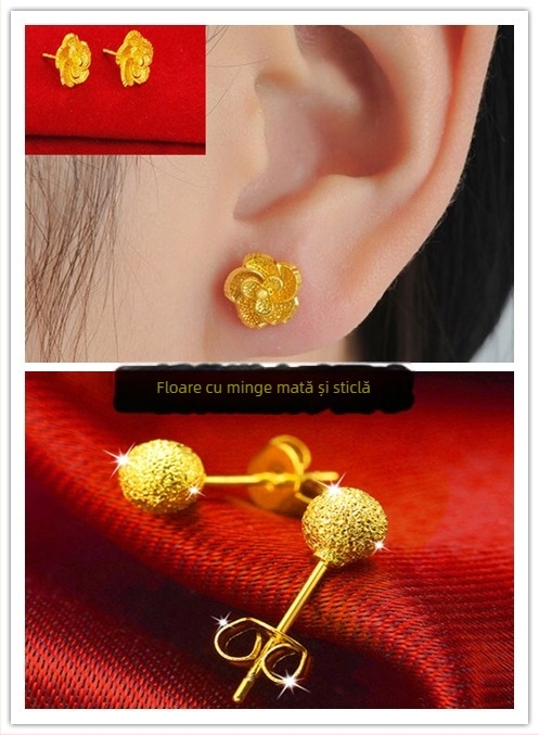 Cercei din aur Alluvial, handmade, unisex, stil influencer internet