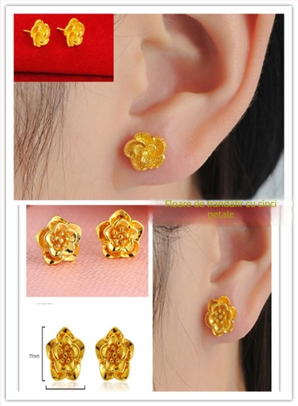 Cercei din aur Alluvial, handmade, unisex, stil influencer internet