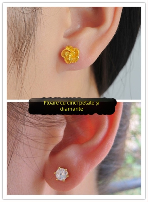 Cercei din aur Alluvial, handmade, unisex, stil influencer internet