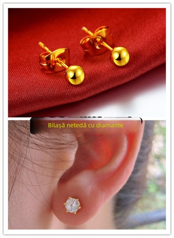 Cercei din aur Alluvial, handmade, unisex, stil influencer internet